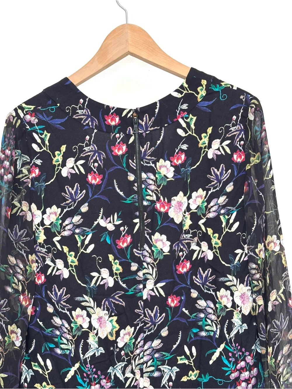 Alice + Olivia Zia Mythical Garden Kaftan Mini Dress Size Medium Floral Black - Picture 7 of 11